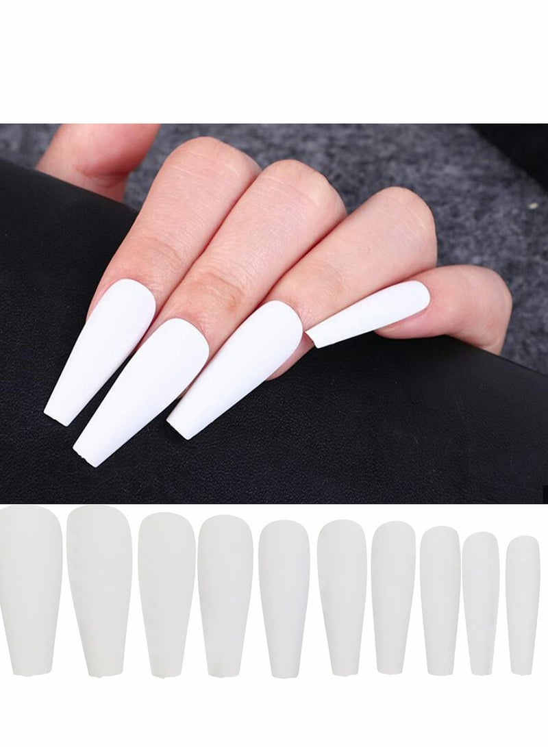 400pc Long Press on Nails Matte Coffin Ballerina Full Cover Fake Nail Tips DIY Acrylic False Nails for Women Girls Nail Art Decoration