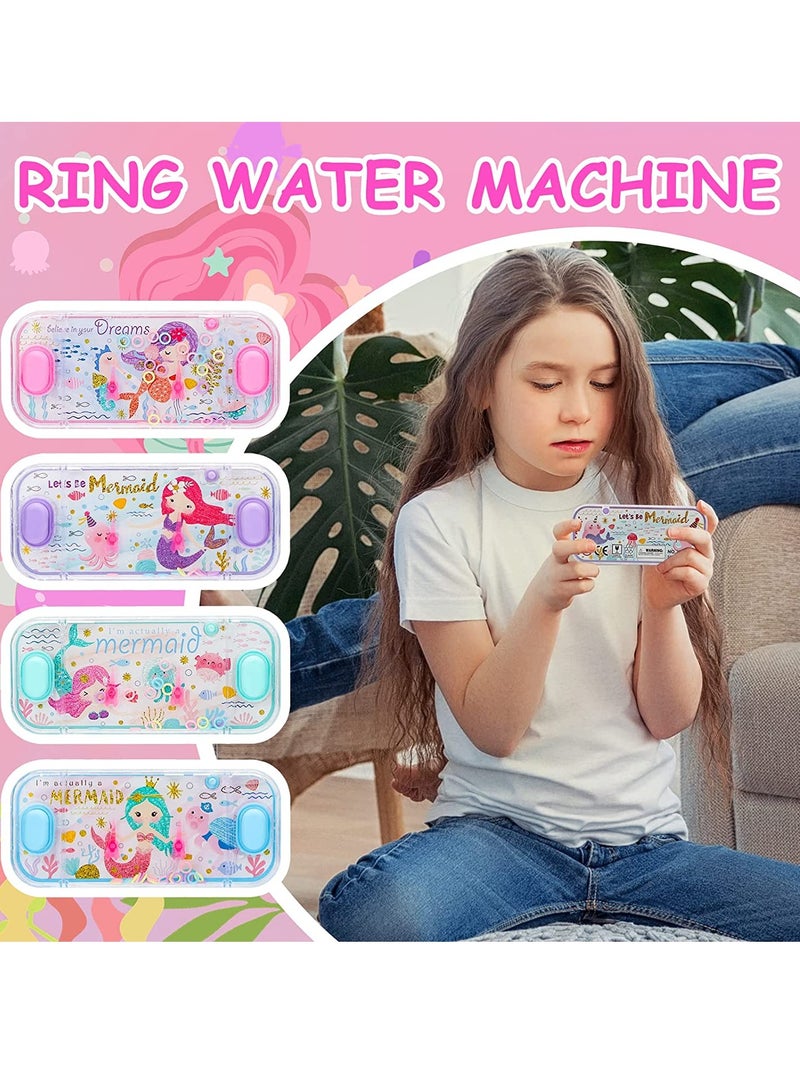 Handheld Water Games, Mermaid Theme Water Toss Ring Game Aqua Toy Water Ring Game for Kids Handheld 4 Packs