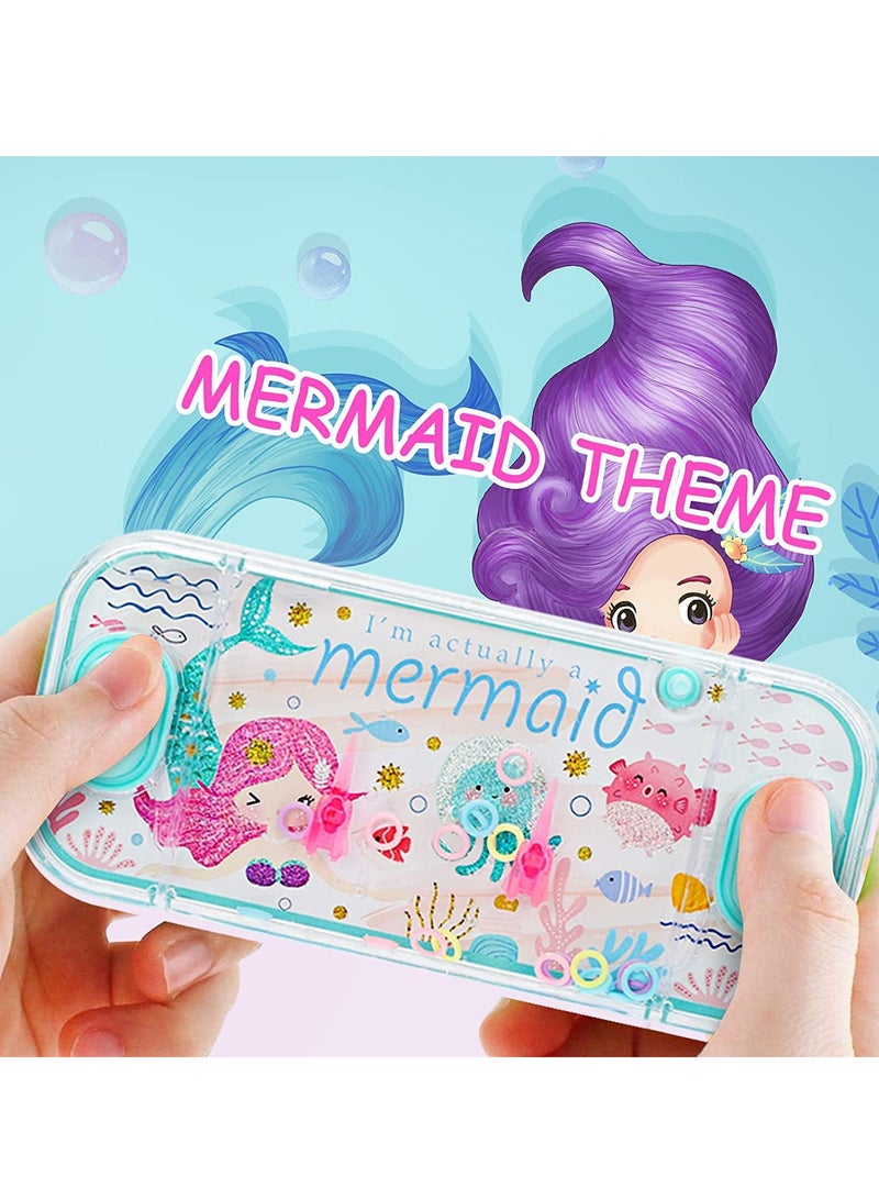 Handheld Water Games, Mermaid Theme Water Toss Ring Game Aqua Toy Water Ring Game for Kids Handheld 4 Packs