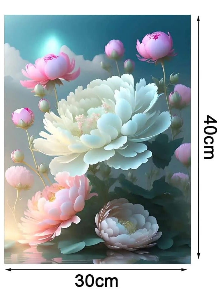 5D Diamond Painting,  5D Flower Diamond Painting Art Kits for Adults Beginner, DIY Full Drill Embroidery Cross Stitch Crystal Rhinestone Paintings Pictures for Home Wall Decor 12 X 16 Inch