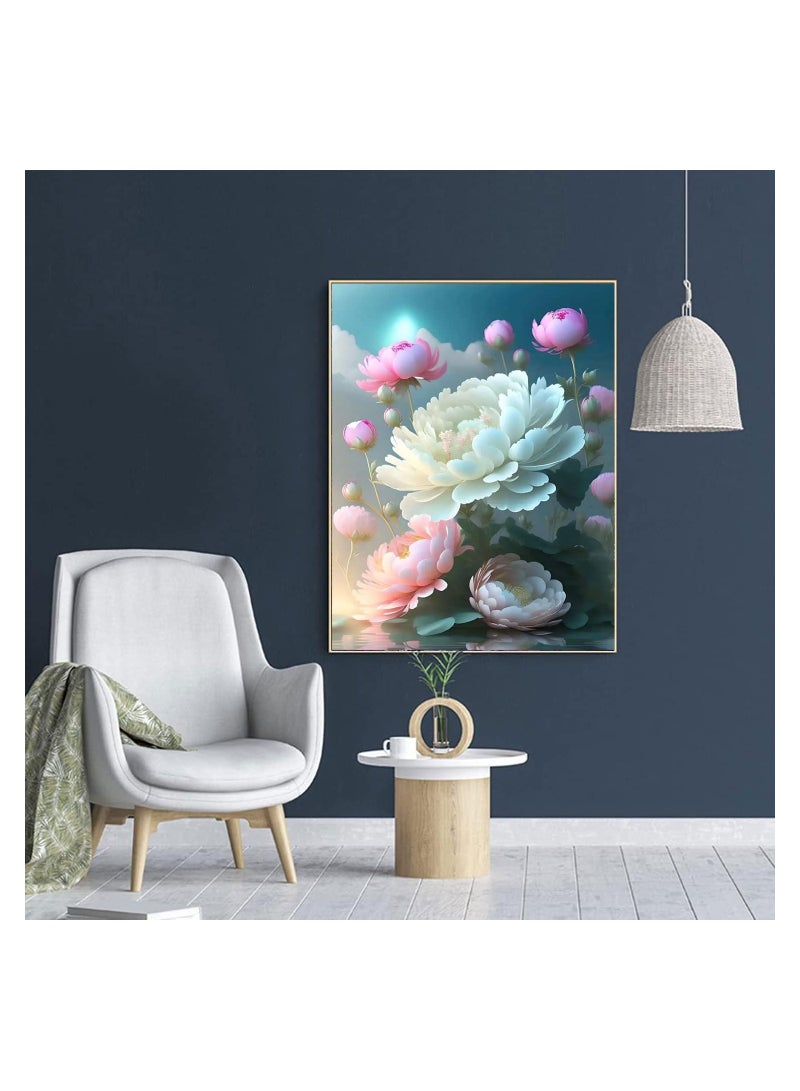 5D Diamond Painting,  5D Flower Diamond Painting Art Kits for Adults Beginner, DIY Full Drill Embroidery Cross Stitch Crystal Rhinestone Paintings Pictures for Home Wall Decor 12 X 16 Inch