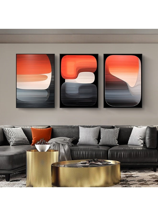 Sunset Reverie A Trio Of Abstract Orange Prints Alloy Matt -Black Frame Wall Art (Copy)