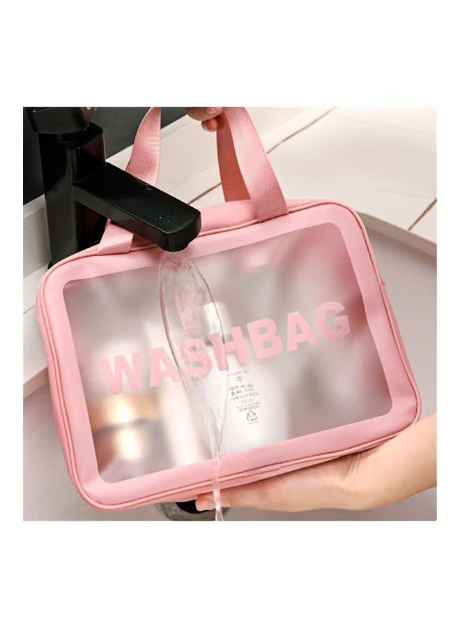 6-Piece  set Transparent Cosmetic Bag Pink