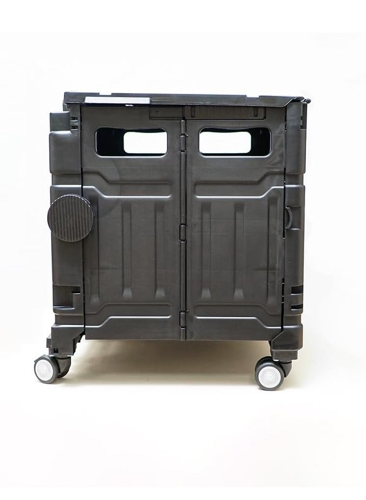 75L Folding Shopping Cart, Portable Cart with Two 360° Swivel Wheels, Adjustable Height Stroller with Cover