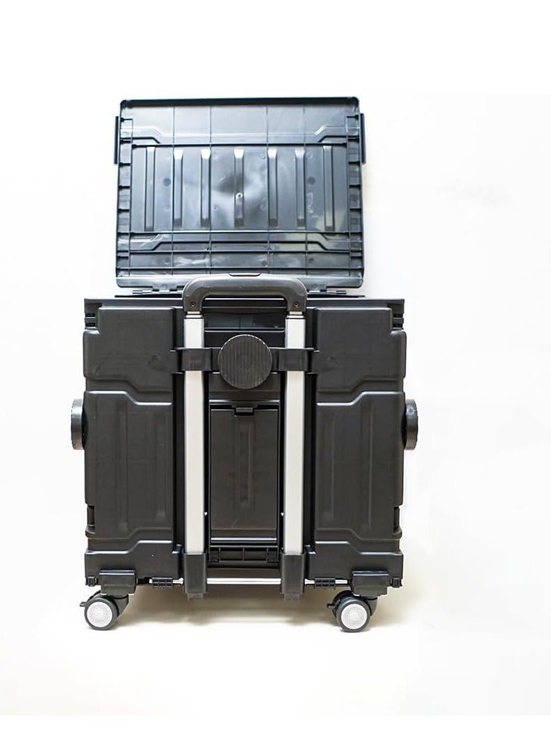 75L Folding Shopping Cart, Portable Cart with Two 360° Swivel Wheels, Adjustable Height Stroller with Cover