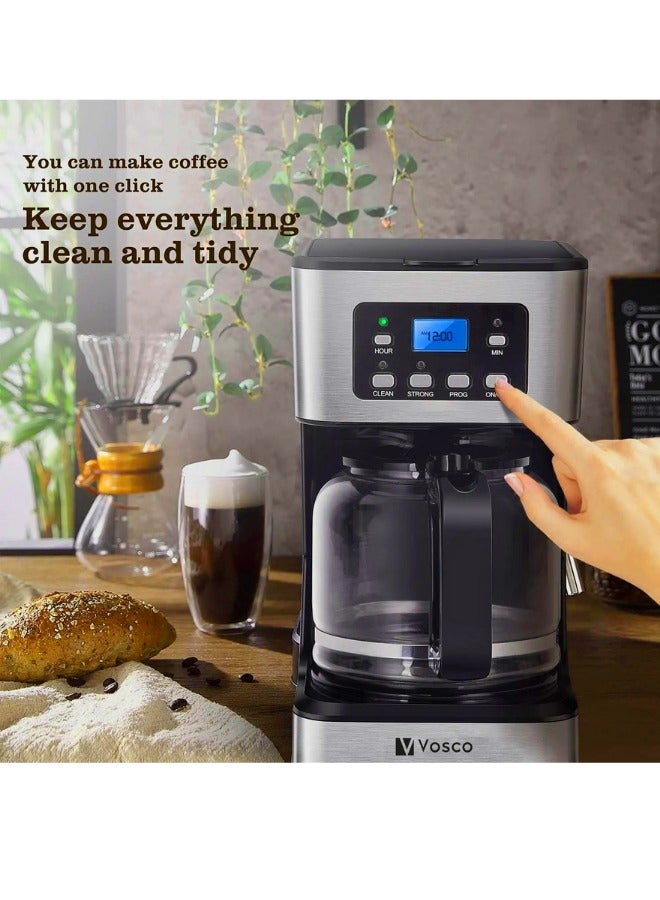 Coffee Maker – Programmable 12-Cup Capacity with 1.5L Thermal Carafe, 950W Power, Auto Shut-Off, and Energy Saving Features for the Perfect Fresh Brew Every Time!