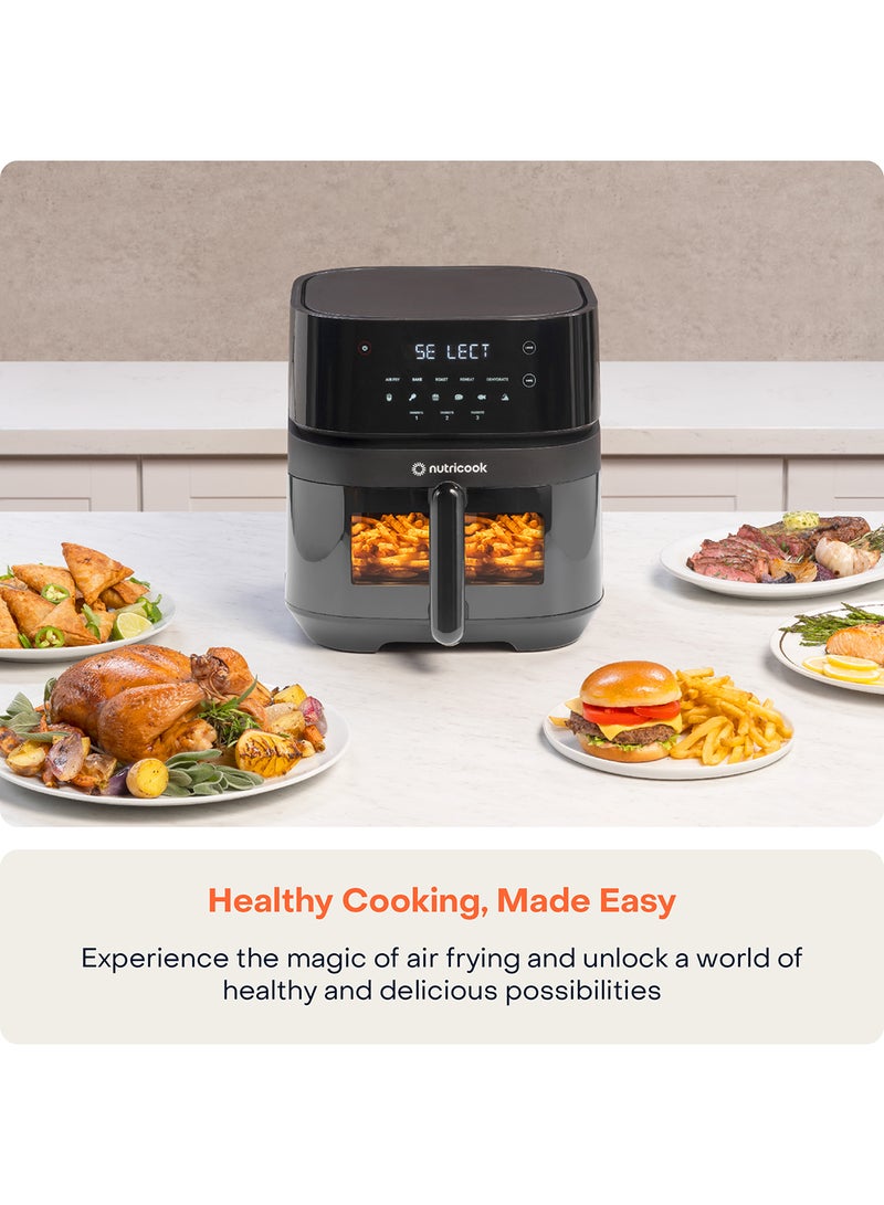 Vision With Clear Window And Internal Light, 5.7L, Toxin Free Ceramic Coating, Air Fry, Roast, Bake, Dehydrate & Reheat, 6 Presets 5.7 L 1700 W Air Fryer 3 Black