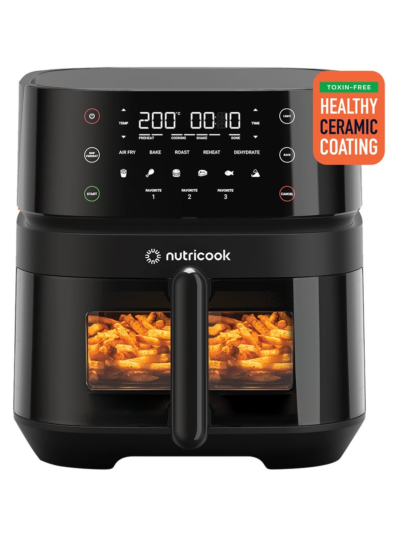 Vision With Clear Window And Internal Light, 5.7L, Toxin Free Ceramic Coating, Air Fry, Roast, Bake, Dehydrate & Reheat, 6 Presets 5.7 L 1700 W Air Fryer 3 Black