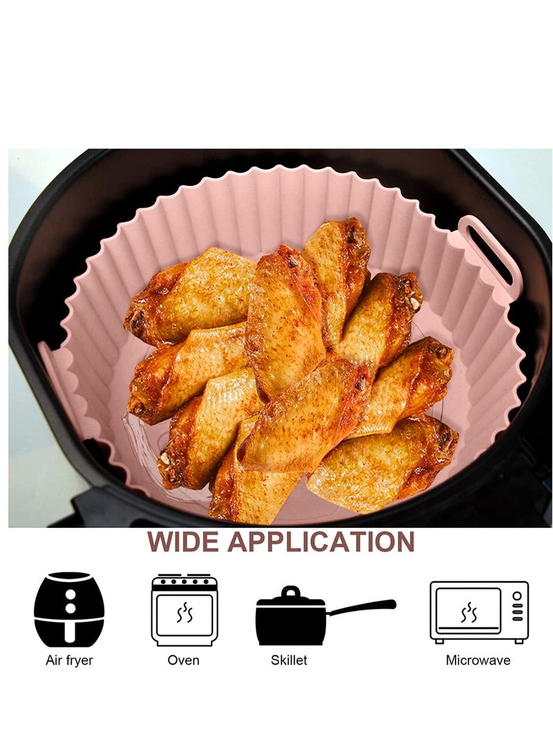 Air Fryer Silicone Pot 2 Pcs Liners Food Safe Non-Stick Accessories Reusable Basket Kitchen Oven Round Tray for 3 to 5 Qt Airfryer