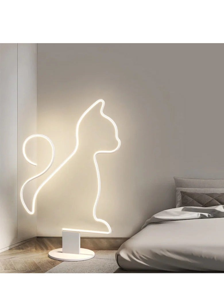 Wooden Twist Modern Cat Shape Floor Lamp Soft Warm Light