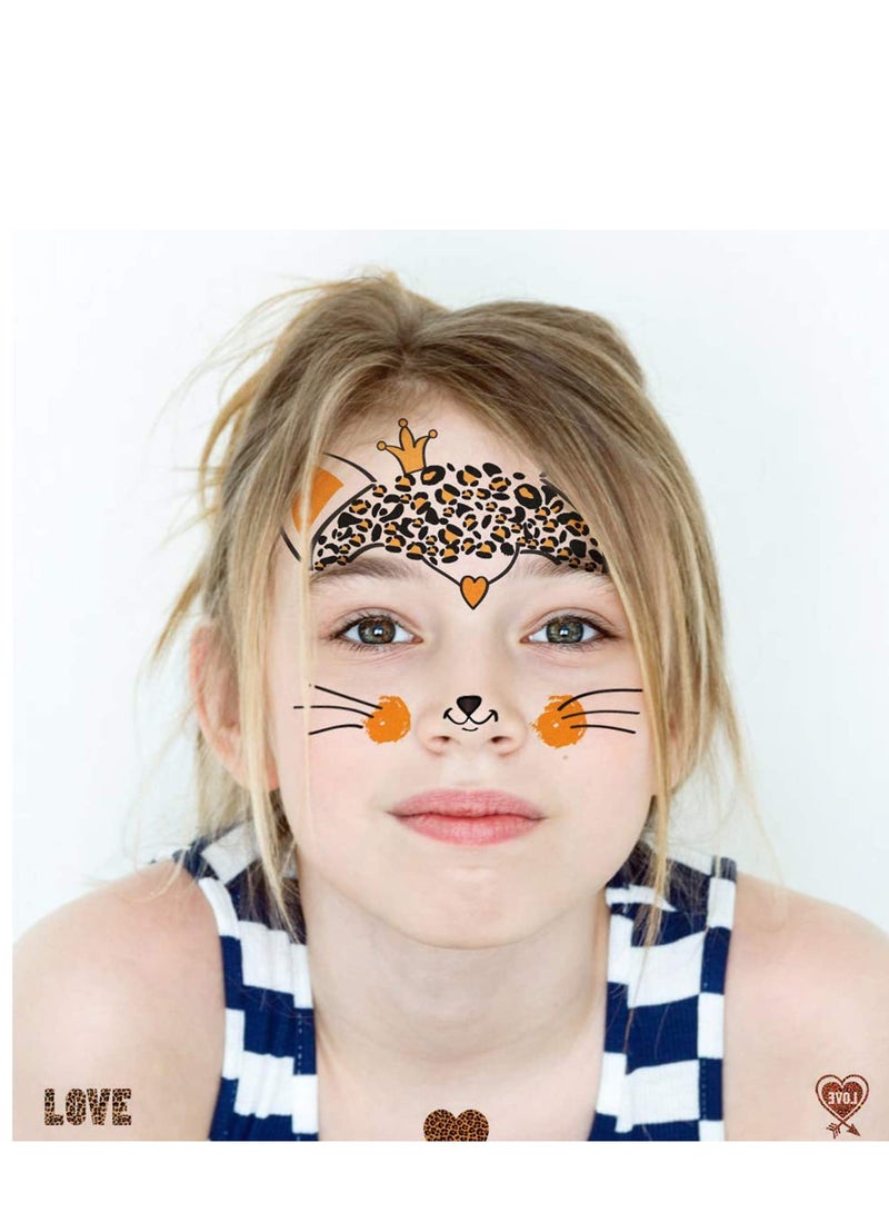 Animal Temporary Face Paint Tattoos, Water Transfer Butterfly Panda Deer Giraffe Fairy Floral Festival Body, 10 Sheets Waterproof Party Supplies Favors Makeup Skin Decor for Girl Boy