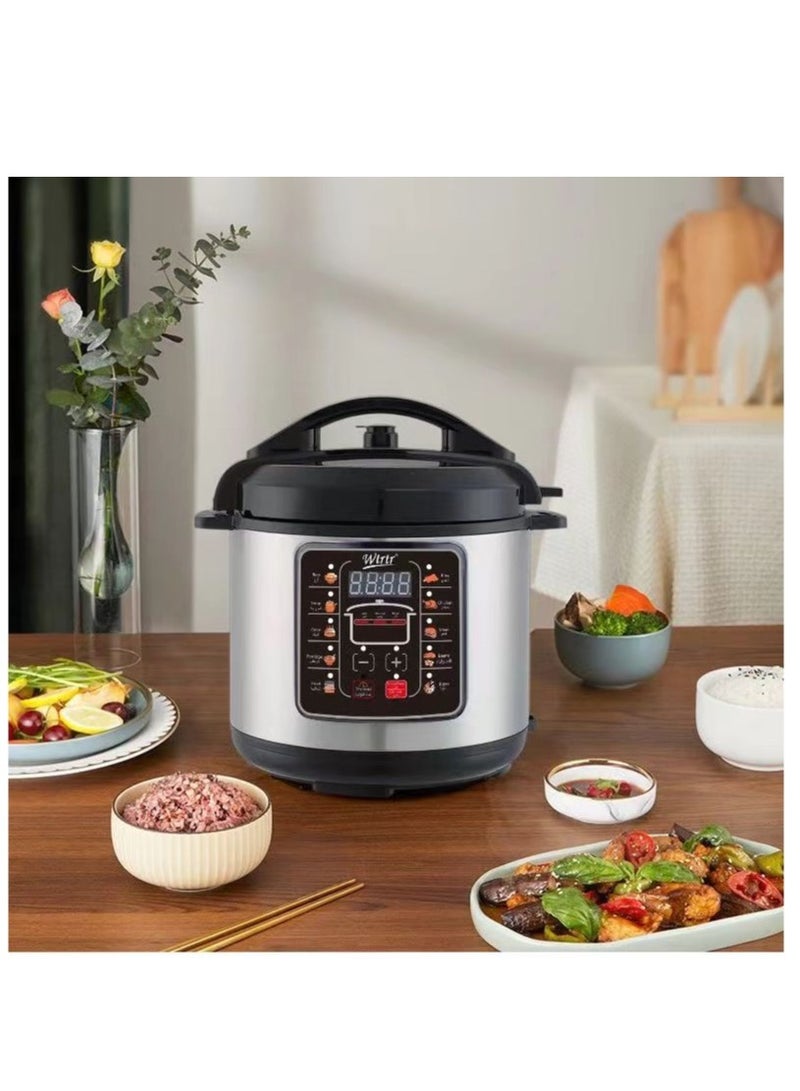 Wtrtr 9 Liters 1350W stainless steel electric pressure cooker, Slow, Rice Cooker, Yogurt, Cake Maker,Steamer and Warmer, Silver.perfect for larger families，WTR-9007 (9L)