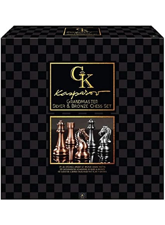 Merchant Ambassador Kasparov Grandmaster Silver & Bronze Chess Set Brown