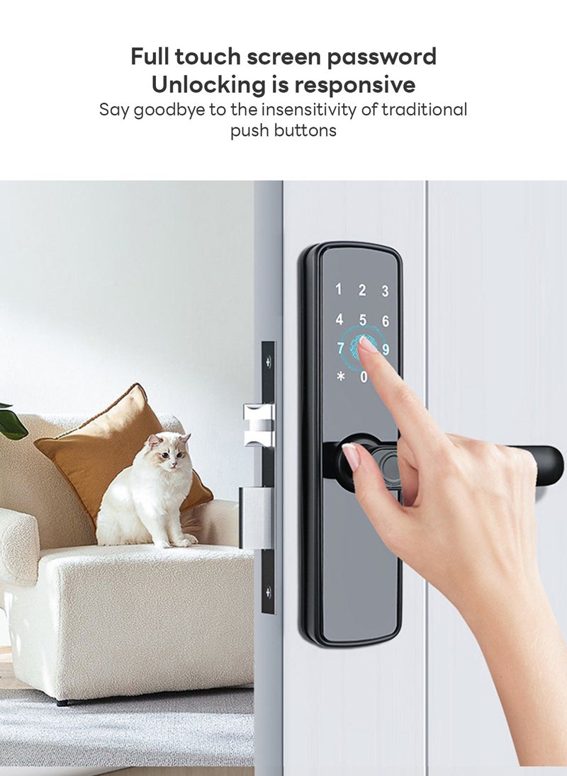 Multifunctional Electronic Fingerprint Door Lock for Home Bedroom, Fingerprint, Password, Card and Key Unlocking