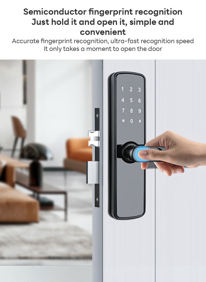 Multifunctional Electronic Fingerprint Door Lock for Home Bedroom, Fingerprint, Password, Card and Key Unlocking