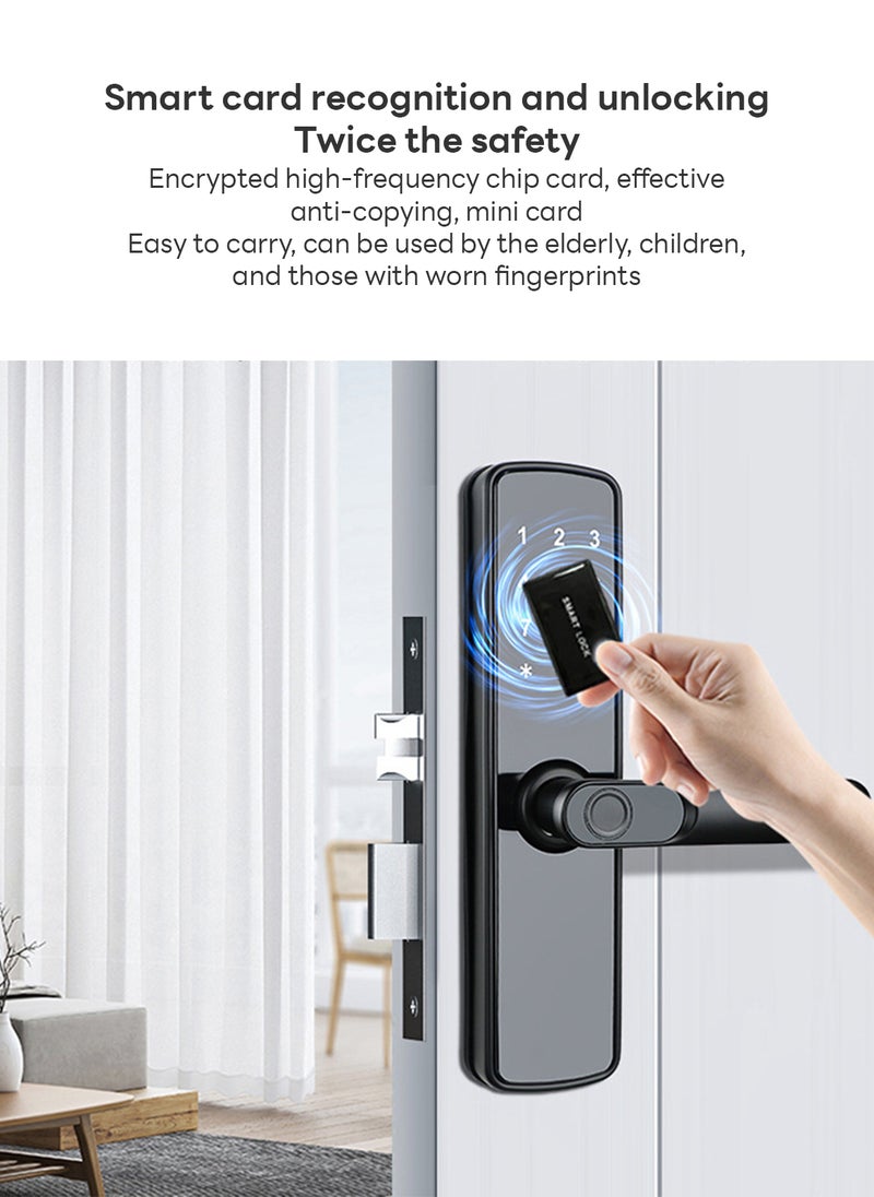 Multifunctional Electronic Fingerprint Door Lock for Home Bedroom, Fingerprint, Password, Card and Key Unlocking