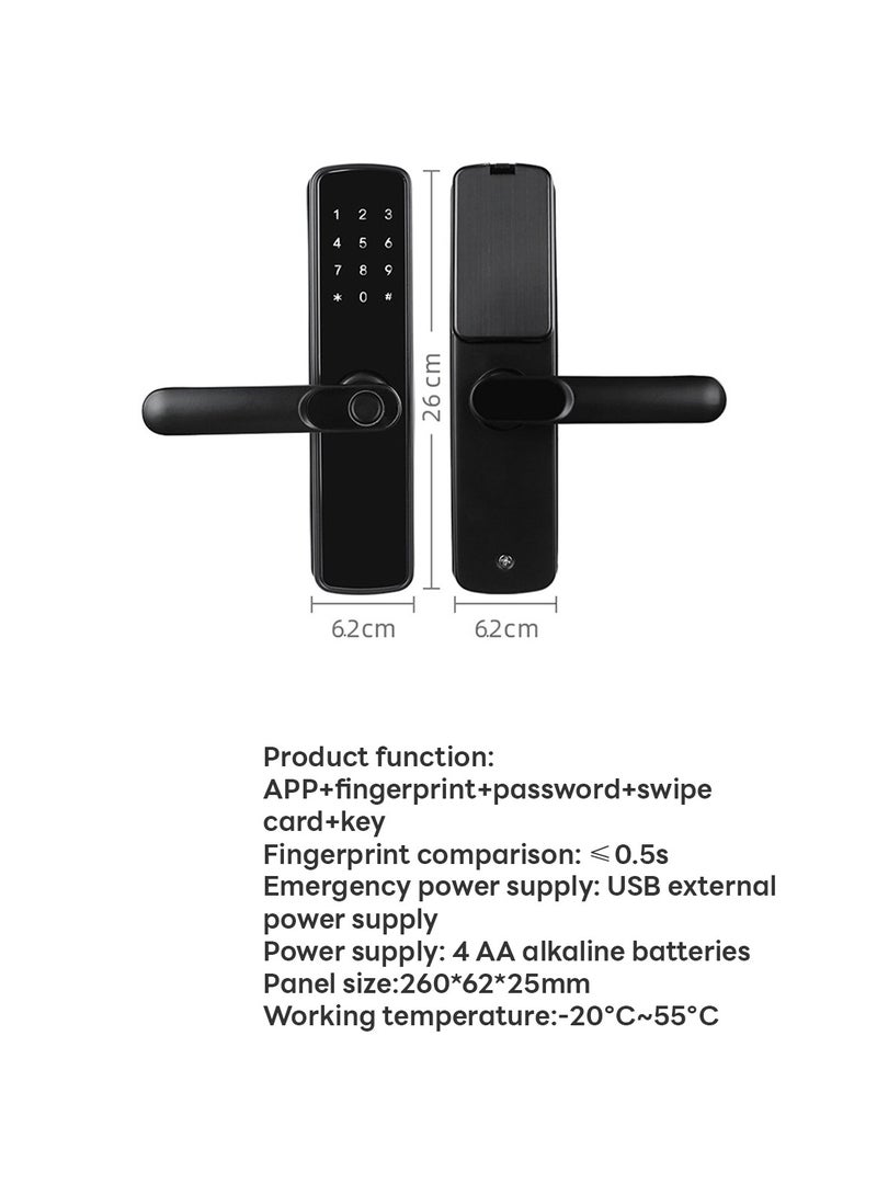 Multifunctional Electronic Fingerprint Door Lock for Home Bedroom, Fingerprint, Password, Card and Key Unlocking