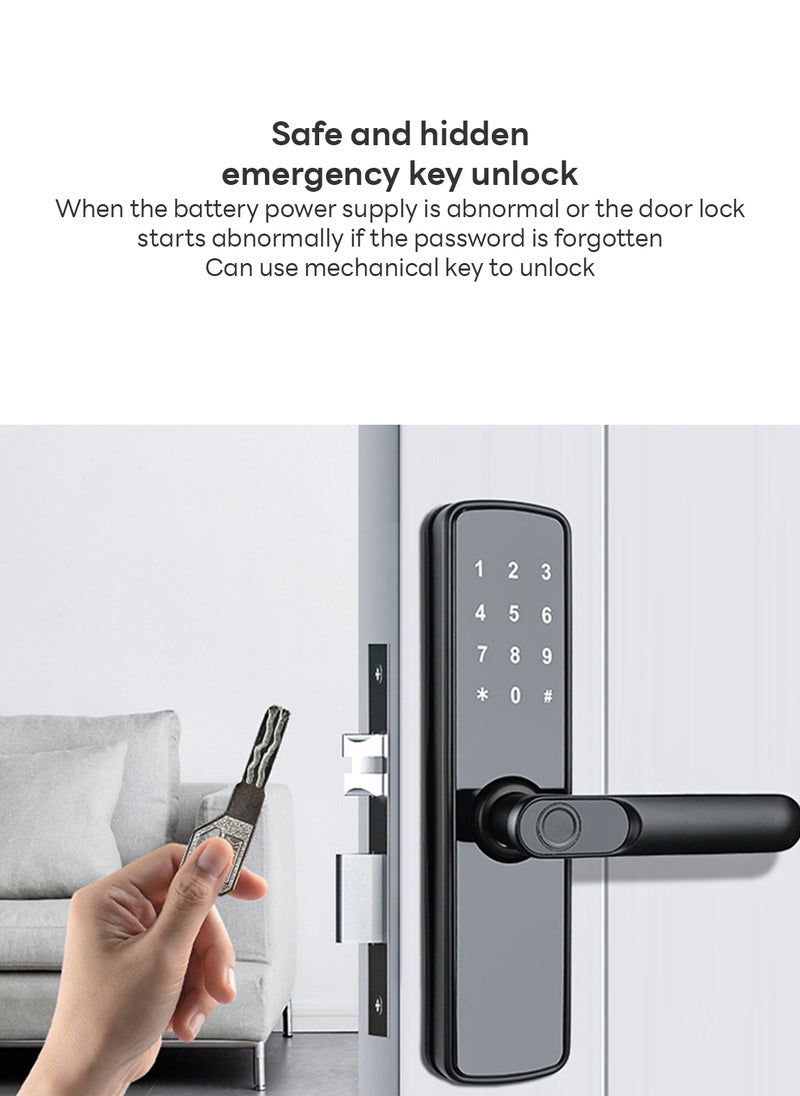 Multifunctional Electronic Fingerprint Door Lock for Home Bedroom, Fingerprint, Password, Card and Key Unlocking