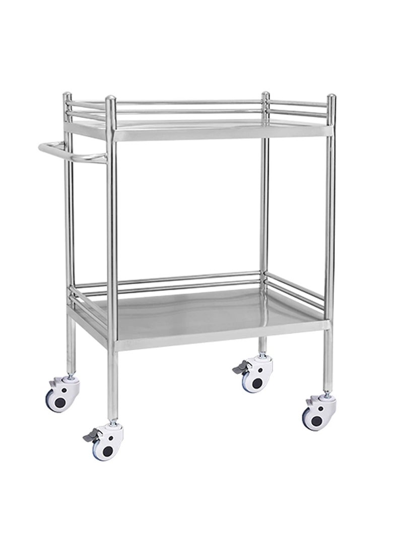 Medical Trolley Stainless Steel Medical Surgical Vehicle/Changing Vehicle Instrument Car/Beauty Car Salon Cart Double Layer Quiet Wheels