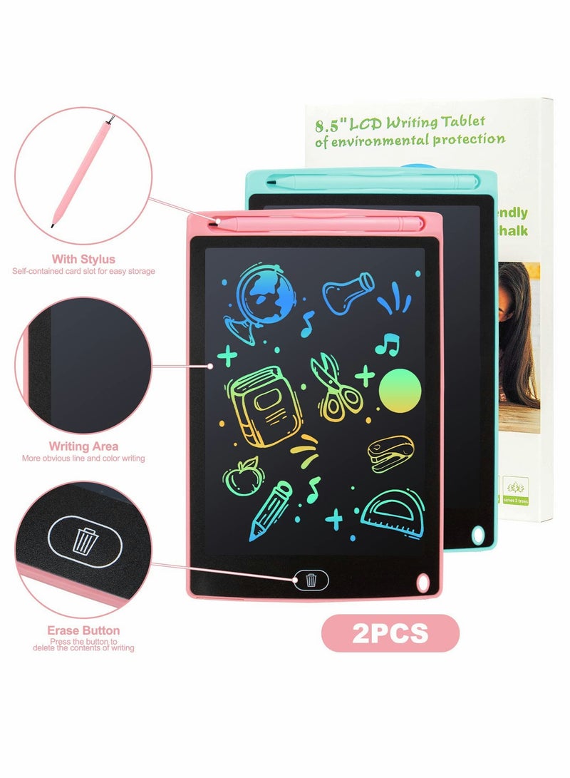 LCD Writing Tablet, Doodle Scribbler Pad 8.5 inch Colorful Screen Drawing Board Learning Gift for Kids, Educational Toys for 3-6 Years Old Boys and Girls（2 Pack ）