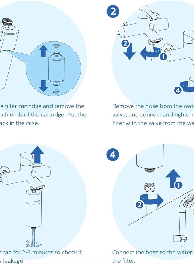 Philips Shower Filter 3-stage Water Softener, Double Mesh Filtration KDF Material, Reducing Chlorine/Impurities/Rust Sediments (Shower Filter Set)