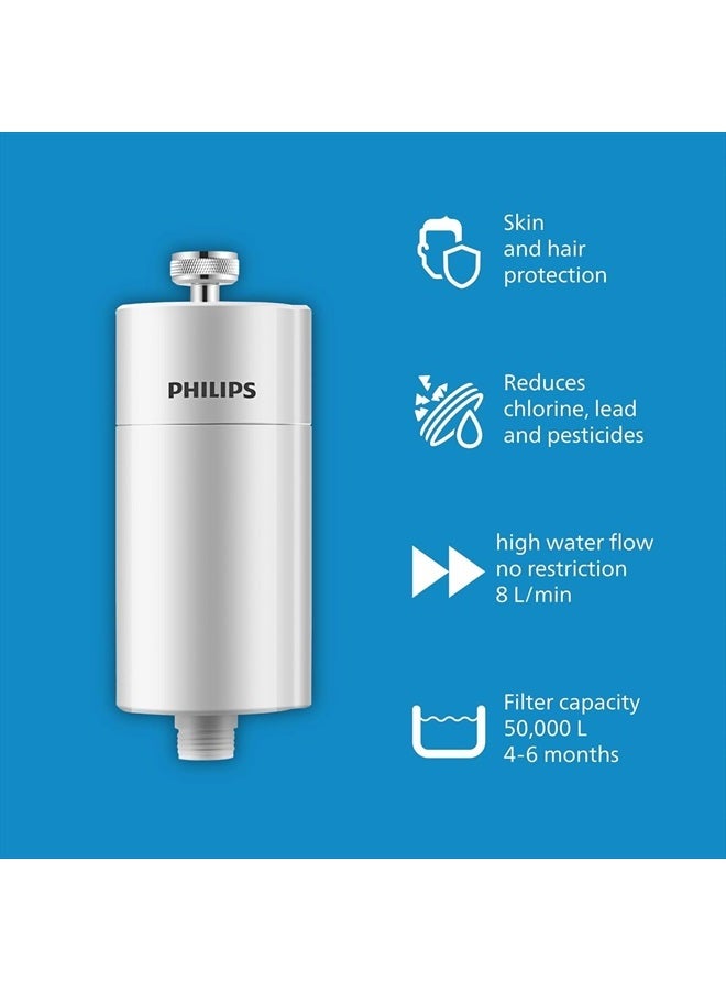 Philips Shower Filter 3-stage Water Softener, Double Mesh Filtration KDF Material, Reducing Chlorine/Impurities/Rust Sediments (Shower Filter Set)