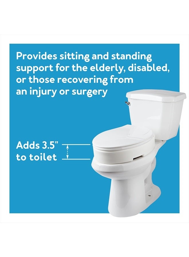 Elongated Hinged Raised Toilet Seat, Adds 3.5 Inches of Height to Toilet, 300 Pound Weight Capacity, Toilet Seat Riser, Elevated Toilet Seat And Handicap Toilet Seat