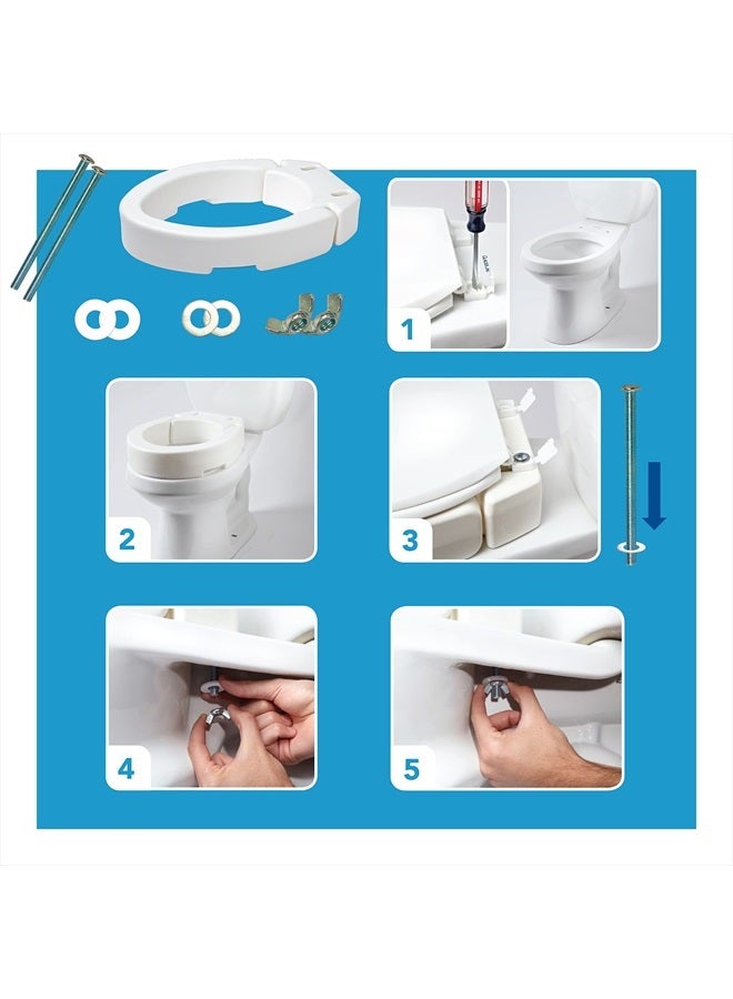 Elongated Hinged Raised Toilet Seat, Adds 3.5 Inches of Height to Toilet, 300 Pound Weight Capacity, Toilet Seat Riser, Elevated Toilet Seat And Handicap Toilet Seat