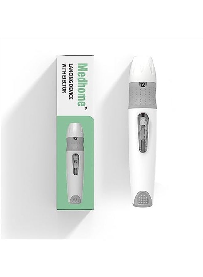 Lancing Device, with 12 Adjustable Depth Settings, Lancing Device for Diabetes Testing with Push Button Ejector,Minimizing Pain and Discomfort in Blood Glucose Testing - Lancet Device