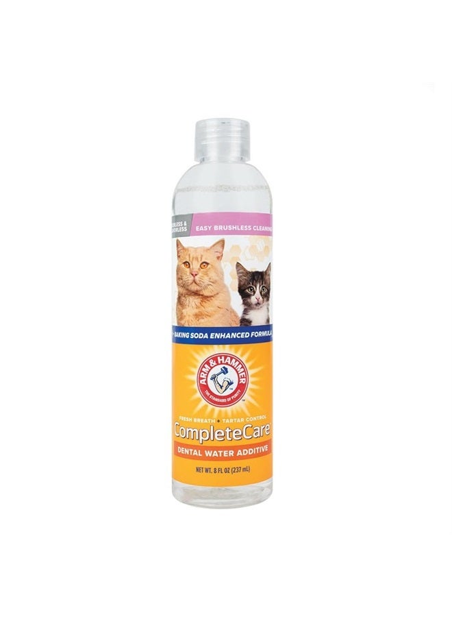 Complete Care Fresh Dental Water Additive for Cats - Cat Dental Care Solution for Bad Breath, Includes Cat Toothpaste Enzymatic Action, Ideal for Cat Grooming Supplies, 8 Fl Oz