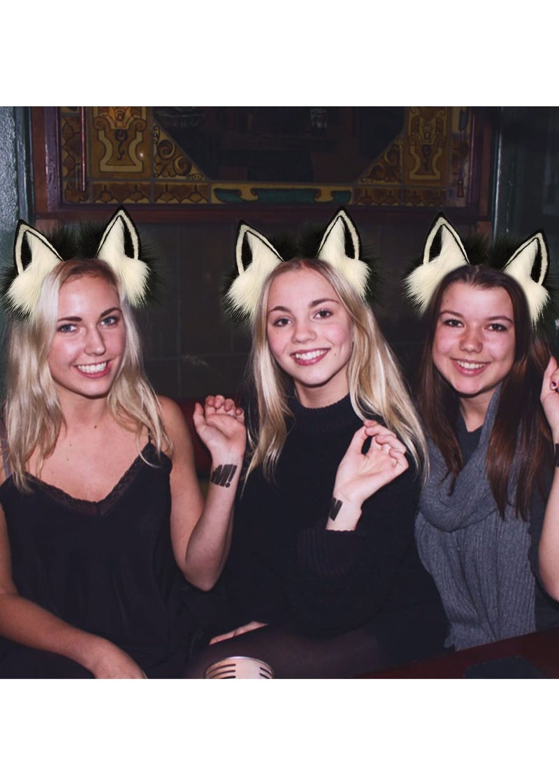 Cat Ear Headband Plush Cat Ear Headband Cat Ear Headband Costume Favors Accessories Handmade Faux Washable for Daily Wearing and Party Black Pink Thanksgiving Party Cosplay lolita