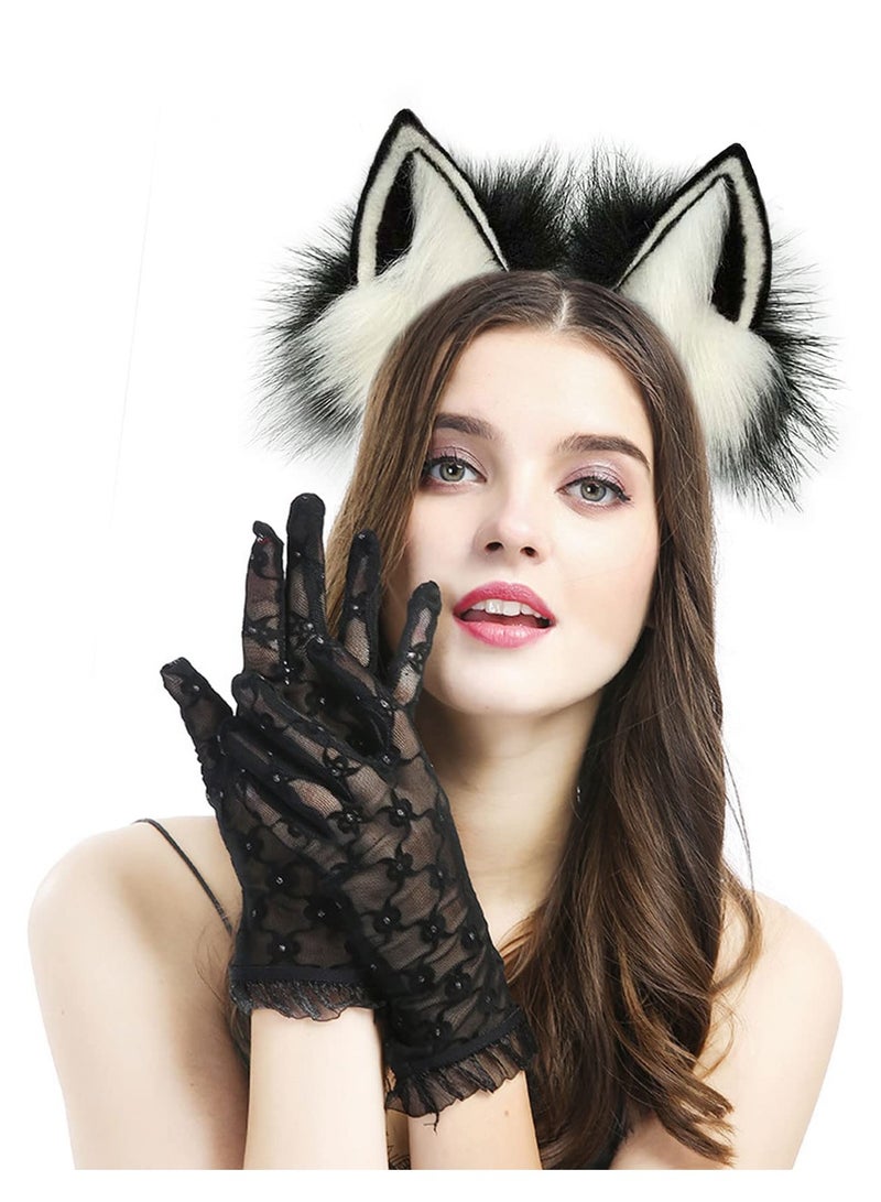 Cat Ear Headband Plush Cat Ear Headband Cat Ear Headband Costume Favors Accessories Handmade Faux Washable for Daily Wearing and Party Black Pink Thanksgiving Party Cosplay lolita