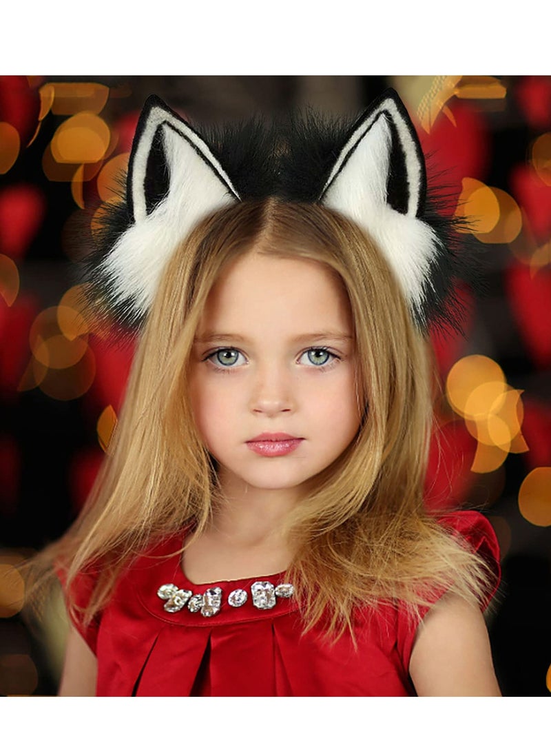 Cat Ear Headband Plush Cat Ear Headband Cat Ear Headband Costume Favors Accessories Handmade Faux Washable for Daily Wearing and Party Black Pink Thanksgiving Party Cosplay lolita