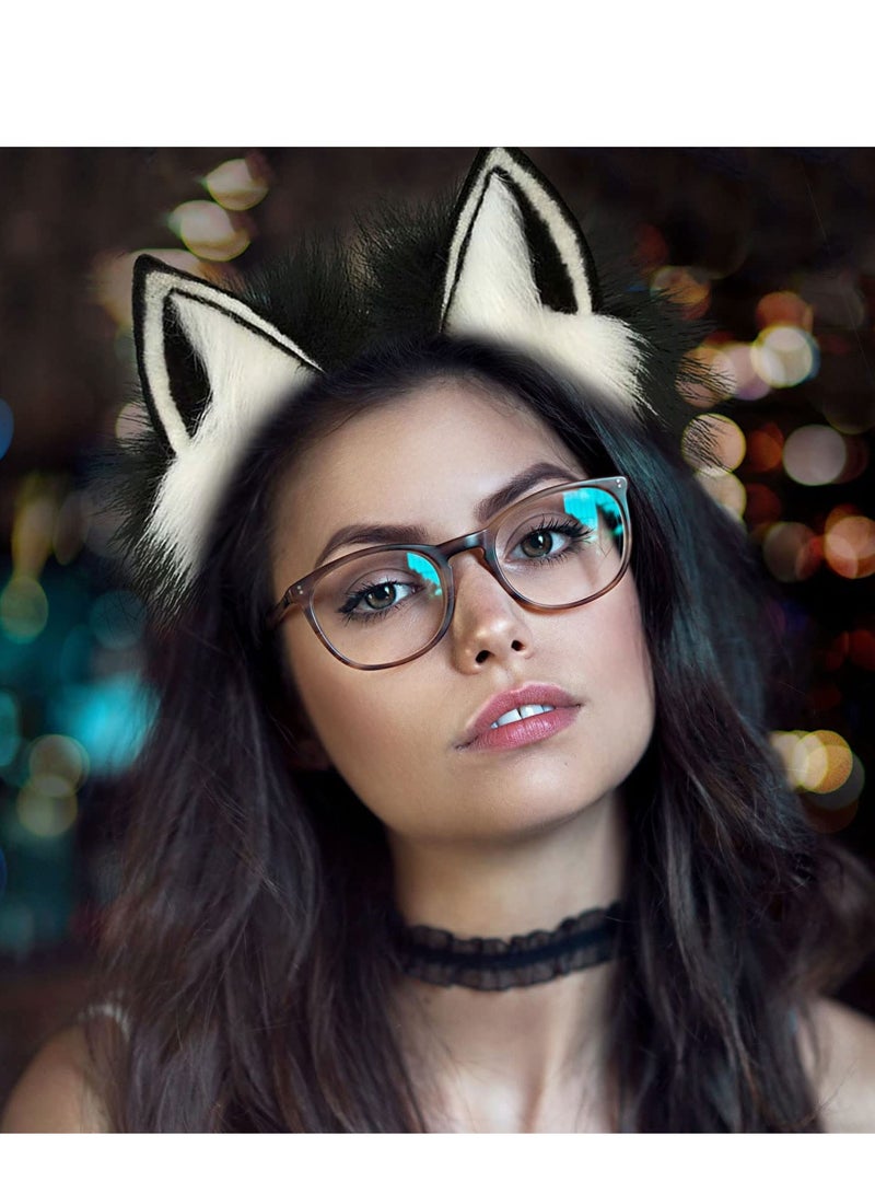 Cat Ear Headband Plush Cat Ear Headband Cat Ear Headband Costume Favors Accessories Handmade Faux Washable for Daily Wearing and Party Black Pink Thanksgiving Party Cosplay lolita
