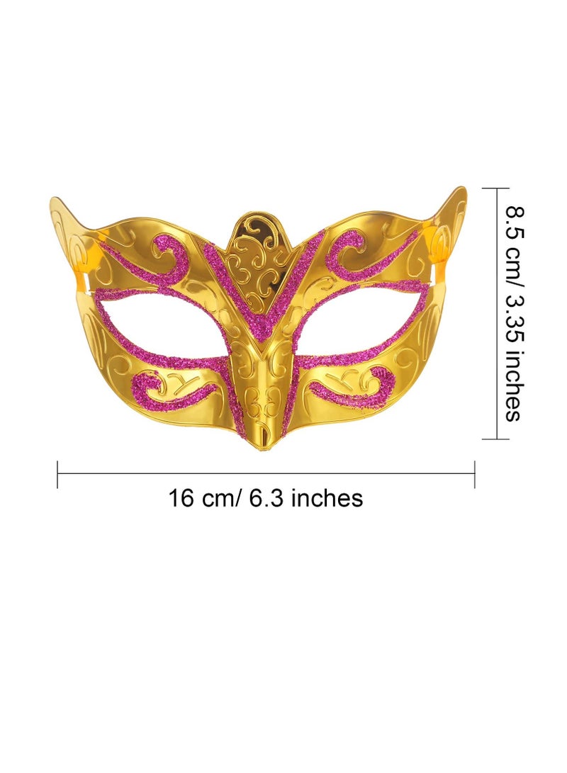 12 Pieces Mardi Gras Masks Shining Plated Gold Masquerade Mask Wedding Props Party Costume Accessory