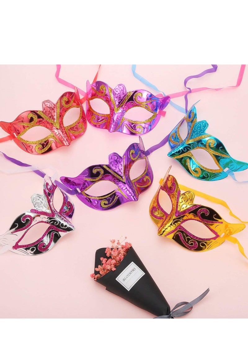 12 Pieces Mardi Gras Masks Shining Plated Gold Masquerade Mask Wedding Props Party Costume Accessory