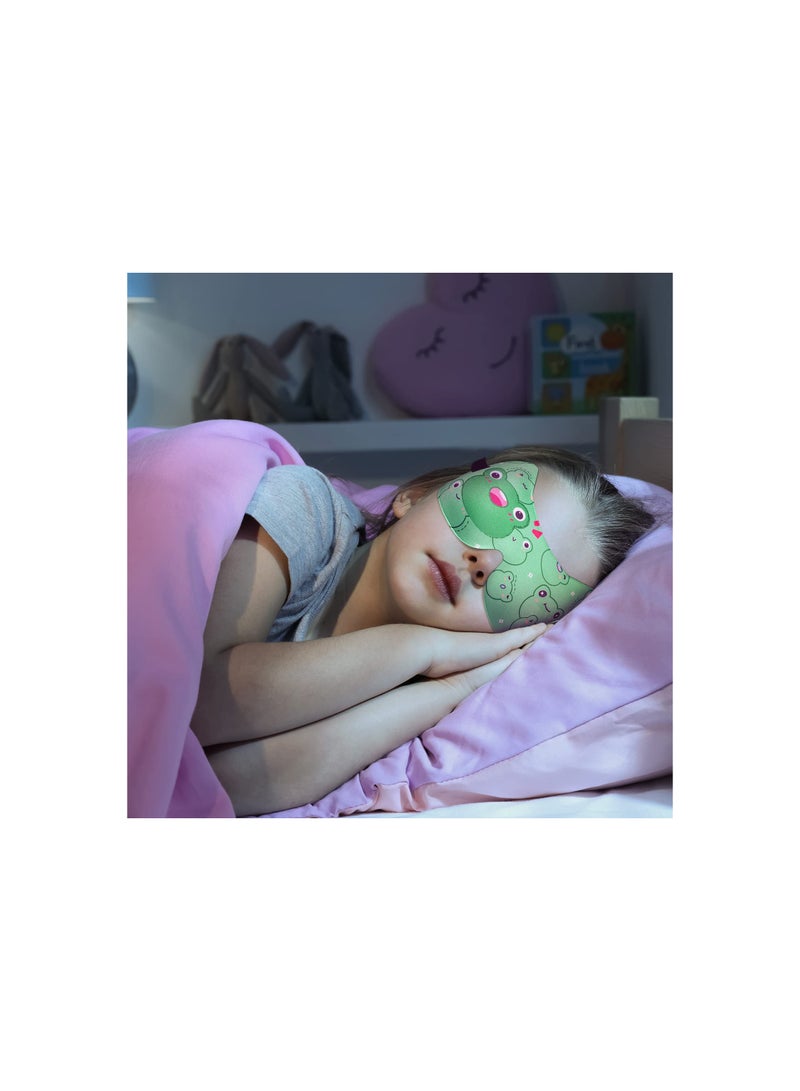 Sleep Eye Mask, 4 Pairs for Boys Grils Cartoon Sleeping Mask 3D Contoured Blackout Blindfold Night for Men Women Sleeping Travel Work Naps Blocks Light, Planet Rocket Frog Patterns, Blue and Green