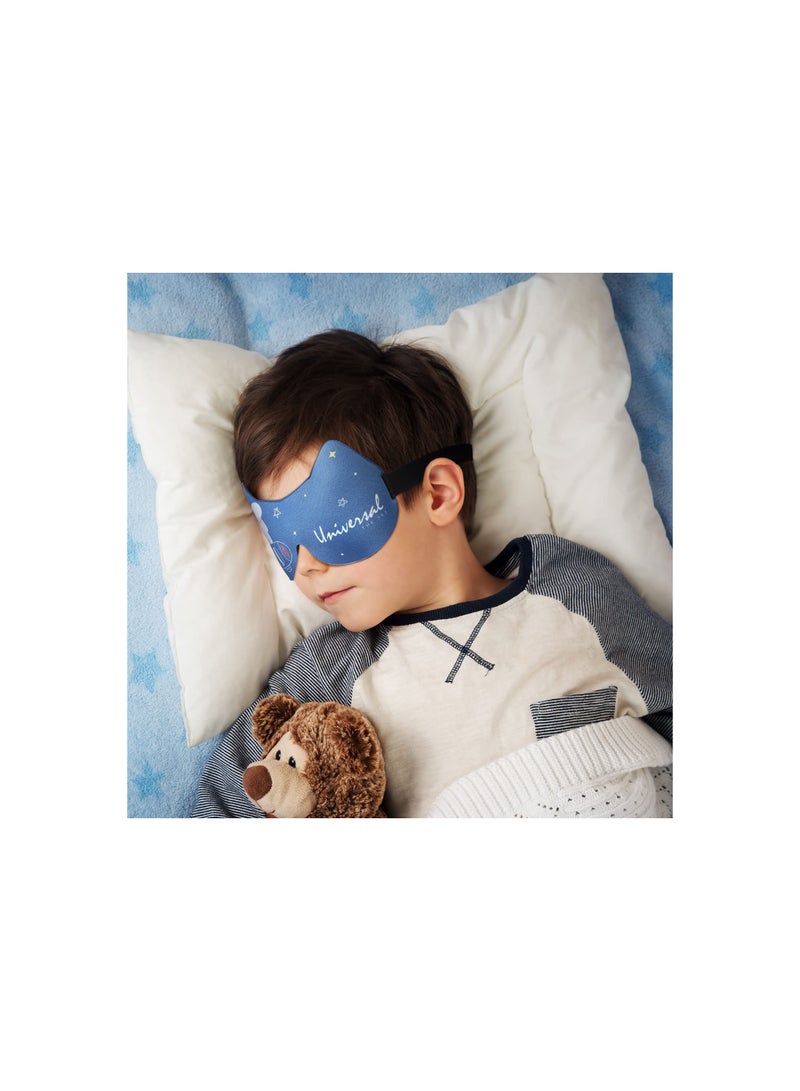 Sleep Eye Mask, 4 Pairs for Boys Grils Cartoon Sleeping Mask 3D Contoured Blackout Blindfold Night for Men Women Sleeping Travel Work Naps Blocks Light, Planet Rocket Frog Patterns, Blue and Green