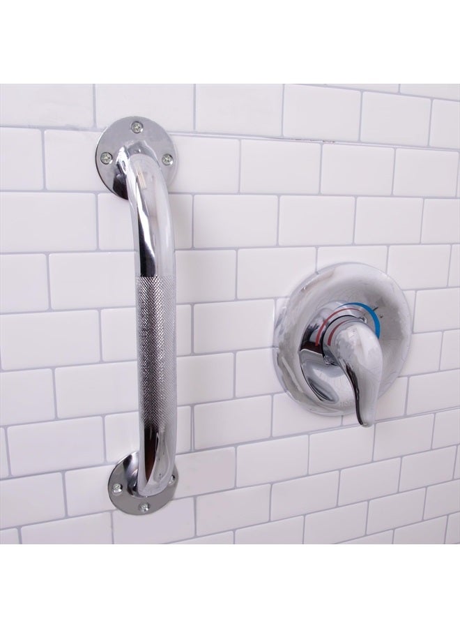 Textured Grab Bars for Bathtubs and Showers - Grab Bars for Bathroom Safety - 12 inch Durable Stainless Steel Shower Handle Serves as Handicap Grab Bar and Elderly Assistance Products