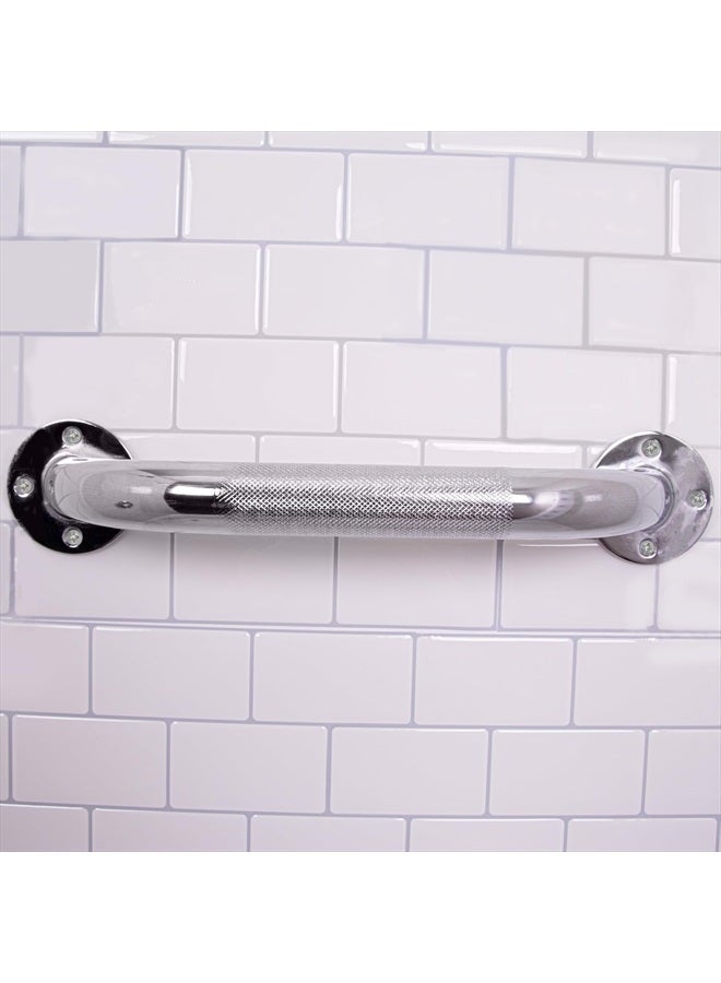 Textured Grab Bars for Bathtubs and Showers - Grab Bars for Bathroom Safety - 12 inch Durable Stainless Steel Shower Handle Serves as Handicap Grab Bar and Elderly Assistance Products