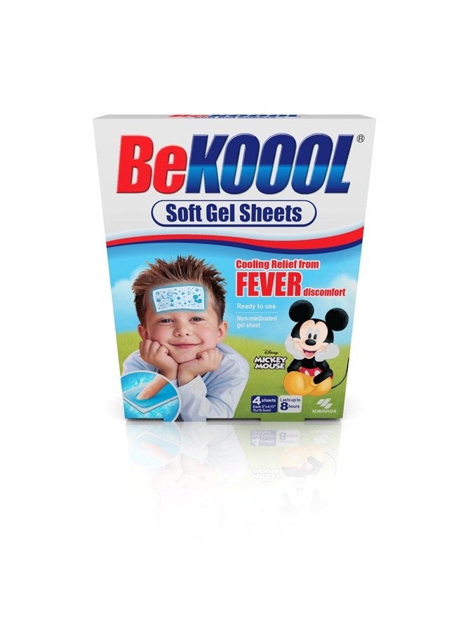 BEKOOOL Soft Gel Sheets for Kids for Cooling Relief from Fever discomfort | 4 Count