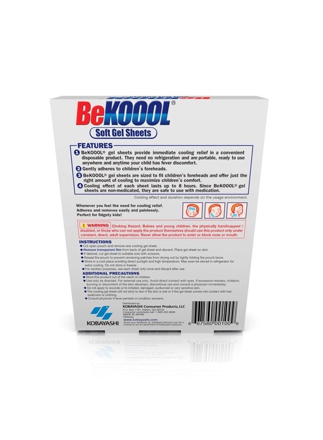 BEKOOOL Soft Gel Sheets for Kids for Cooling Relief from Fever discomfort | 4 Count