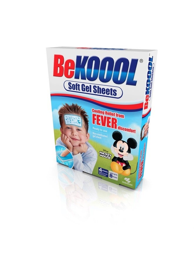 BEKOOOL Soft Gel Sheets for Kids for Cooling Relief from Fever discomfort | 4 Count