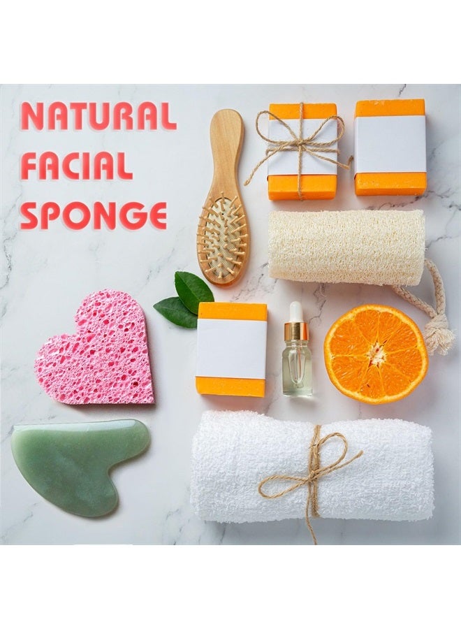 60-Count Compressed Facial Sponges | 100% Natural Cosmetic Spa Sponges for Facial Cleansing | Exfoliating Mask | Makeup Remover | Face Scrubber (Heart)