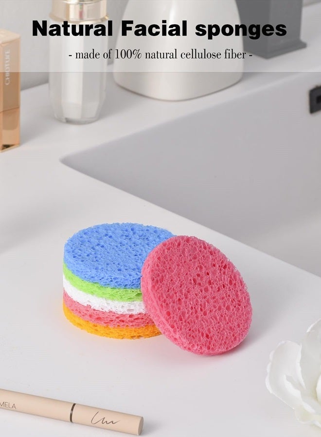 50-Count Compressed Facial Sponges for Estheticians- 100% Natural Cellulose Face Cleansing Sponge Spa Sponges for Face Cleansing, Massage, Pore Exfoliating, Mask, Makeup Removal (Multi-Colors)