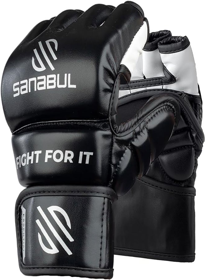 Sanabul Essential MMA Gloves for Men and Women | Professional Fight Gloves for Sparring, Grappling, and Bag Training | Trusted by Pro Fighters (Metallic Silver, Large/X-Large)