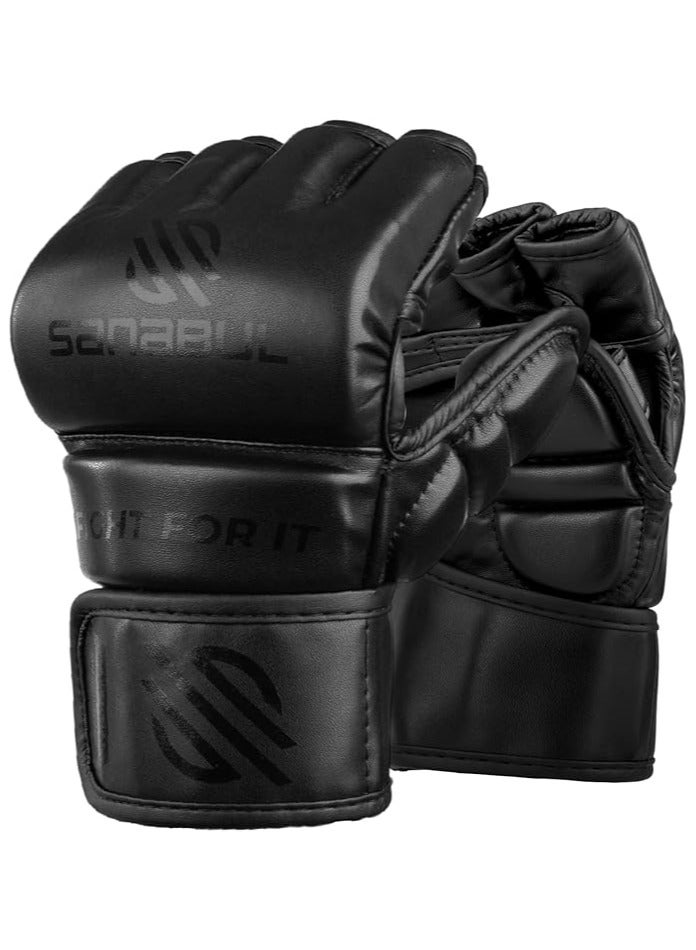 Essential MMA Gloves for Men and Women | Professional Fight Gloves for Sparring, Grappling, and Bag Training | Trusted by Pro Fighters (All black, Large/X-Large)