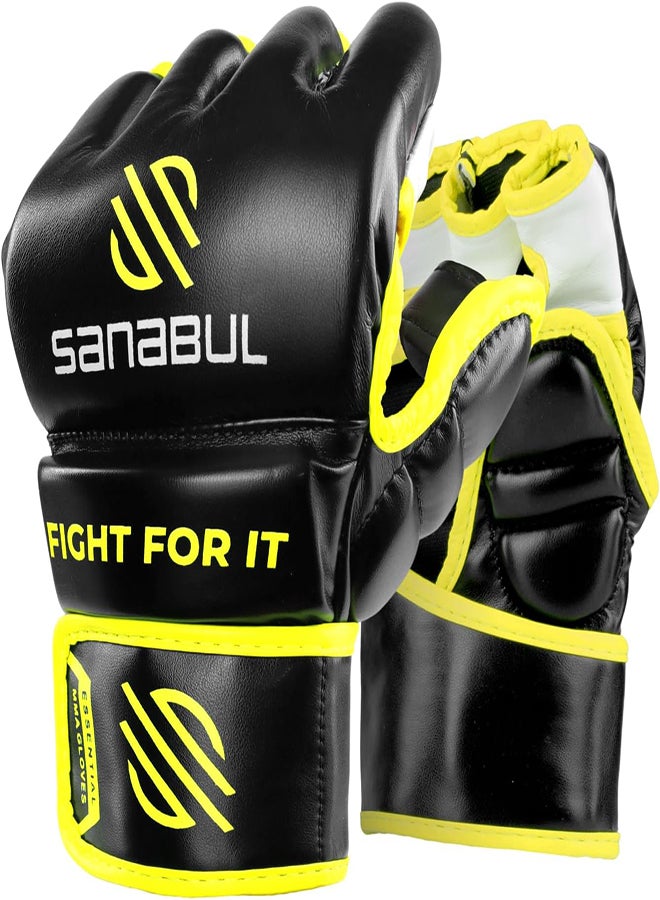 Essential MMA Gloves for Men and Women | Professional Fight Gloves for Sparring, Grappling, and Bag Training | Trusted by Pro Fighters (Black/Green, Large/X-Large)