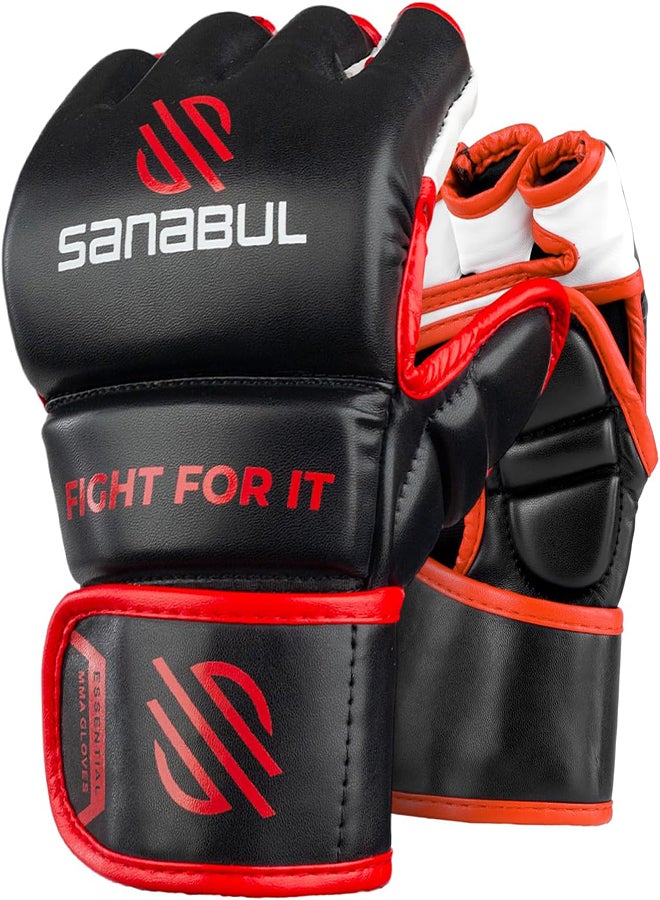 Essential MMA Gloves for Men and Women | Professional Fight Gloves for Sparring, Grappling, and Bag Training | Trusted by Pro Fighters (Black/Red, Large/X-Large)