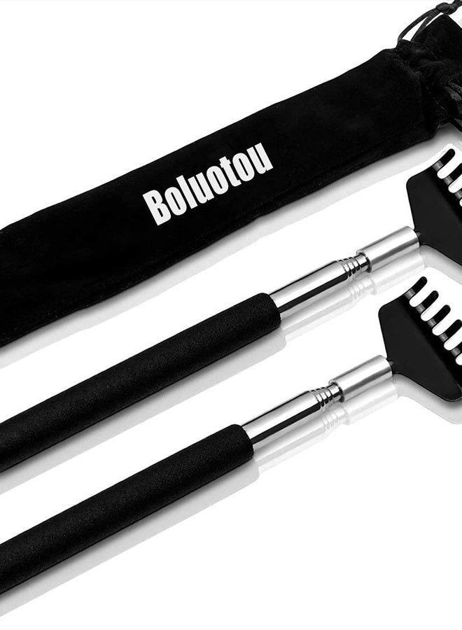 2 Pack Portable Extendable Back Scratcher, Kuvvfe Stainless Steel Telescoping Back Scratcher with Beautiful Gift Packaging